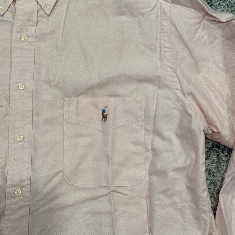 Ralph Lauren Shirt Mens XLT Tall Pink Classic Fit Long Sleeve Colored Horse #824 - Picture 2 of 12